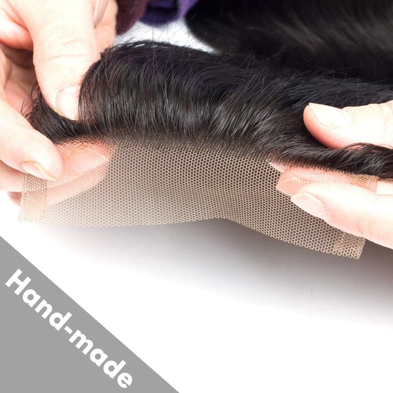 Selina Straight Human Hair Bundles With Closure 8 8 8 8+8 Inch 4x4 Lace Closure 100% Brazilian Virgin Human Hair 4 Bundles Wiht Closure Deals Hair Extensions Qucik Weave Bundles Natural Black - Image 2